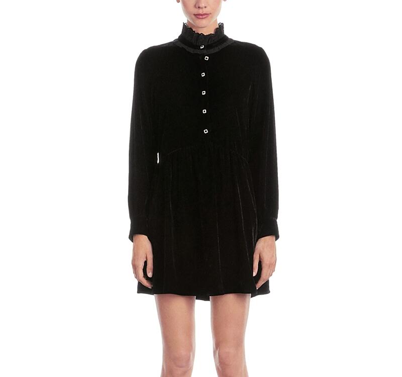 The Kooples Velvet Stand Collar Mini Dress Cover