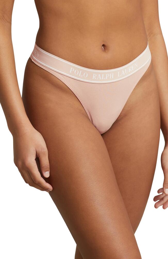 Polo Ralph Lauren Mid Rise Cotton Blend Thong in Clay Cover