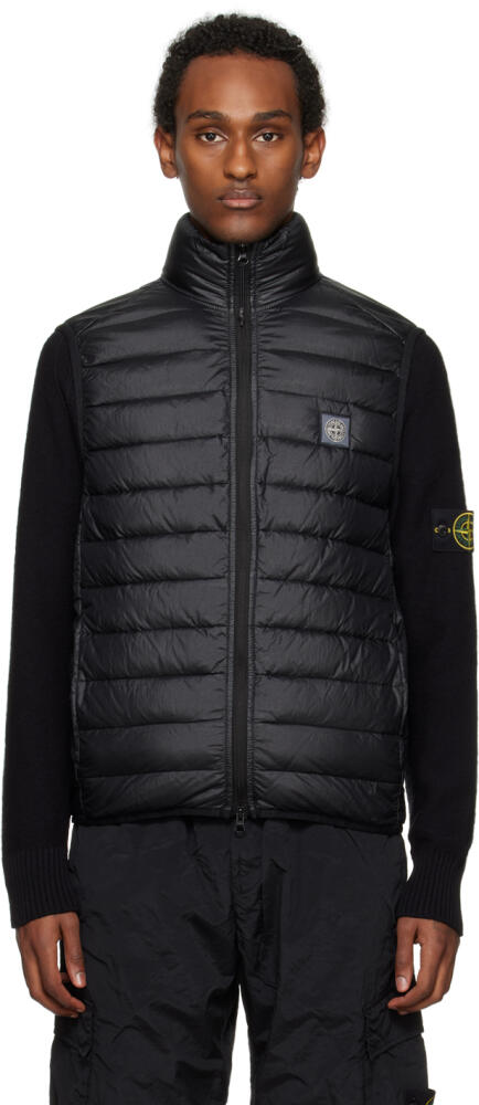 Stone Island Black Loom Woven Chambers Down Vest Cover