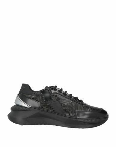 Giovanni Conti Man Sneakers Black Leather, Textile fibers Cover