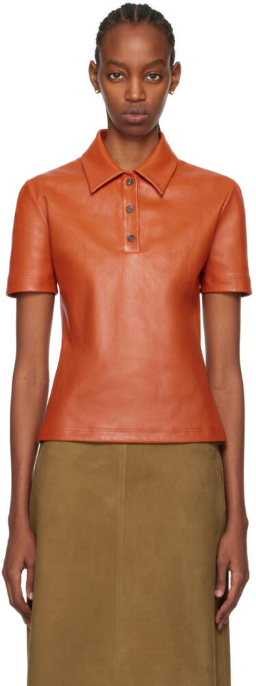 Ferragamo Orange Spread Collar Leather Polo Cover