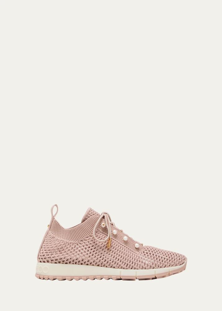 Jimmy Choo Veles Knit Pearly Lace-Up Sneakers Cover