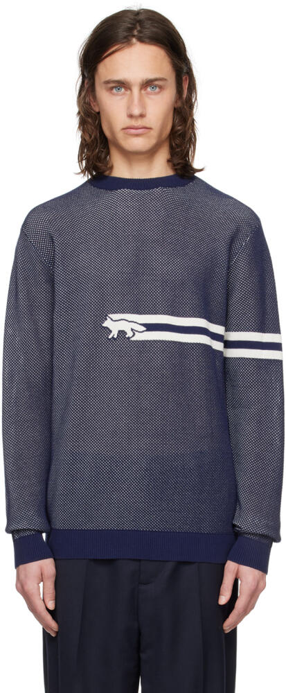 Maison Kitsuné Navy Flash Fox Sweater Cover