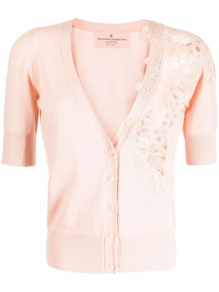 Ermanno Scervino embroidery-detail cashmere cardigan - Pink Cover