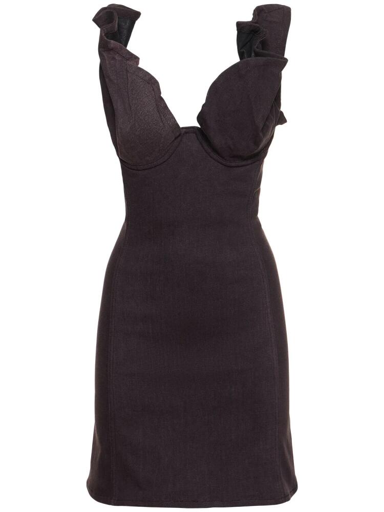 Y/PROJECT Denim Ruffle Sleeveless Mini Dress Cover