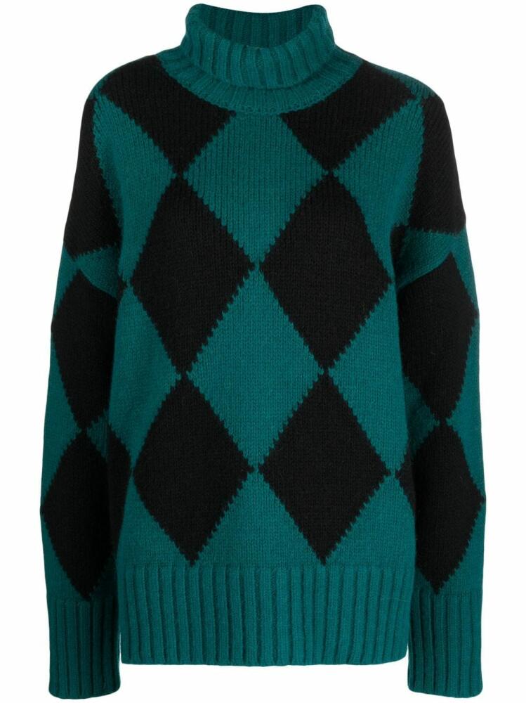 La DoubleJ argyle roll-neck jumper - Green Cover