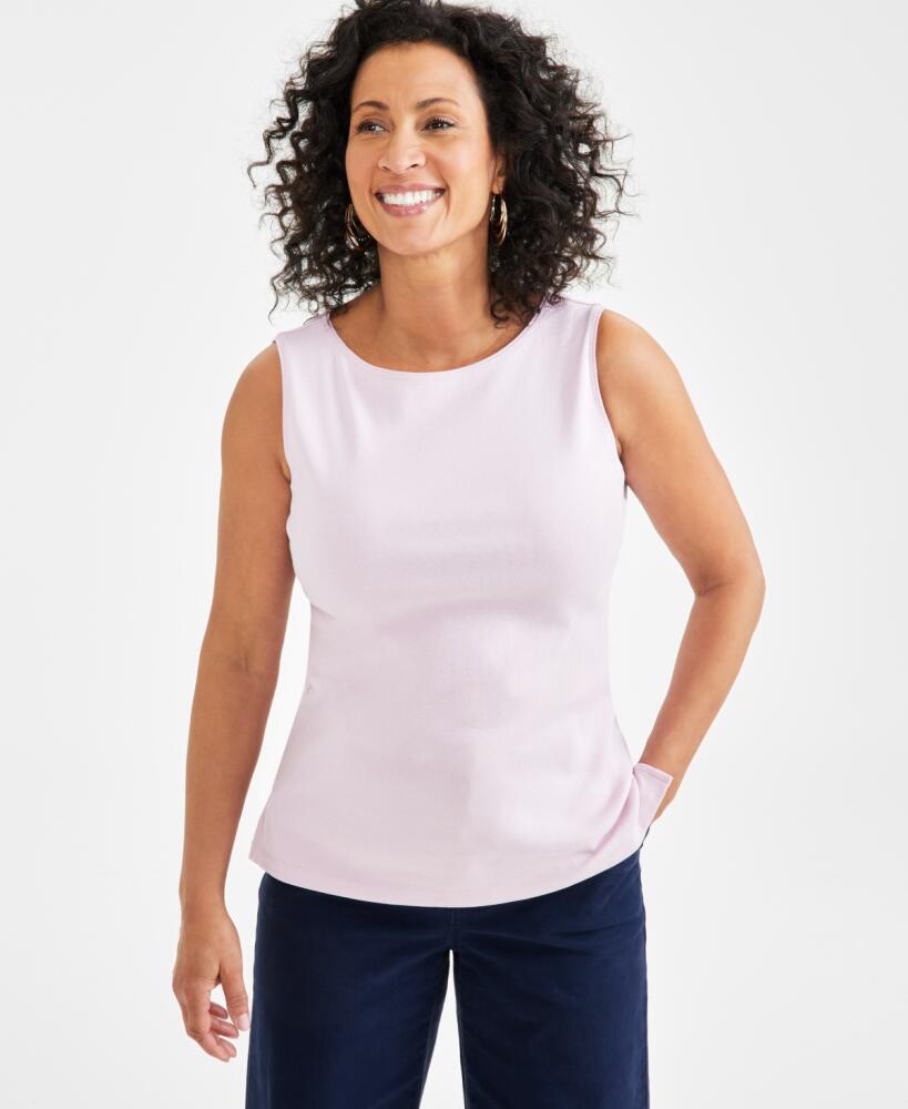 Style & Co Petite Sleeveless Boat-Neck Tank Top, Created for Macy's - Lilac Flor Cover