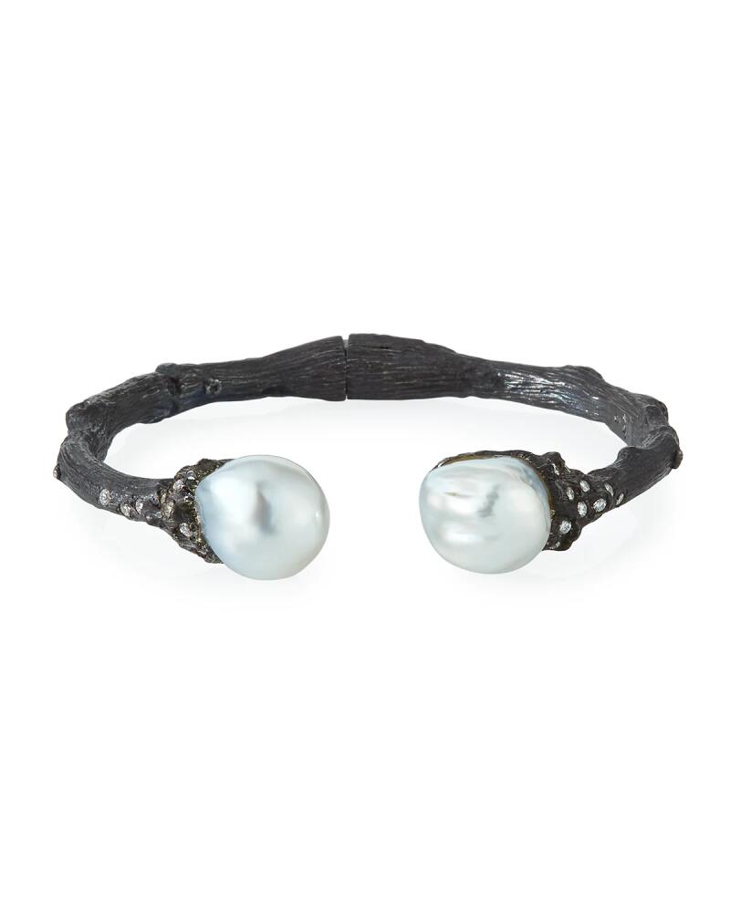 K Brunini Twig Diamond & Pearl Split Cuff, White Cover