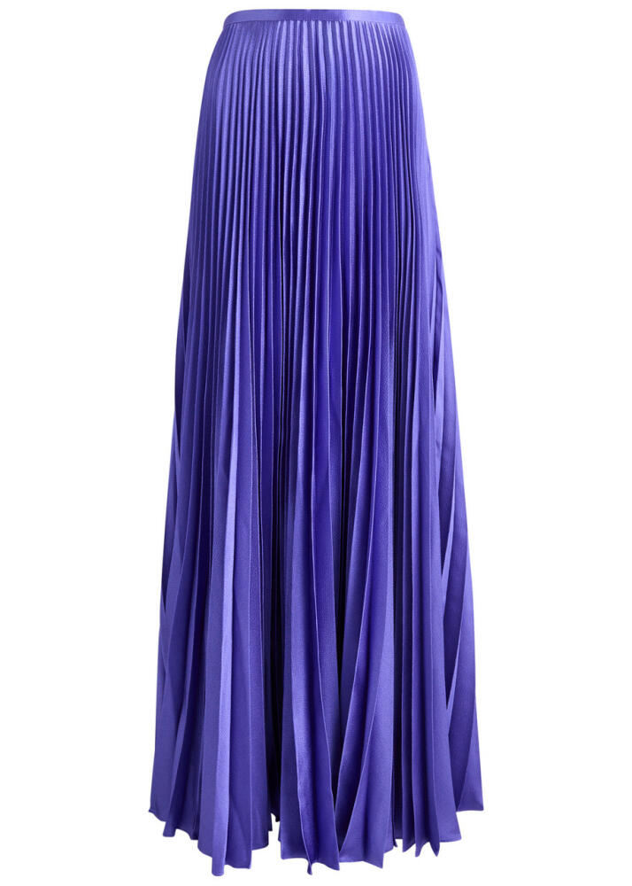 Solace London Henley Pleated Hammered Satin Maxi Skirt - Purple Cover