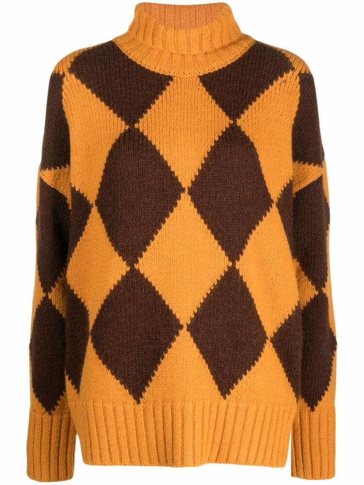 La DoubleJ argyle roll-neck jumper - Yellow Cover