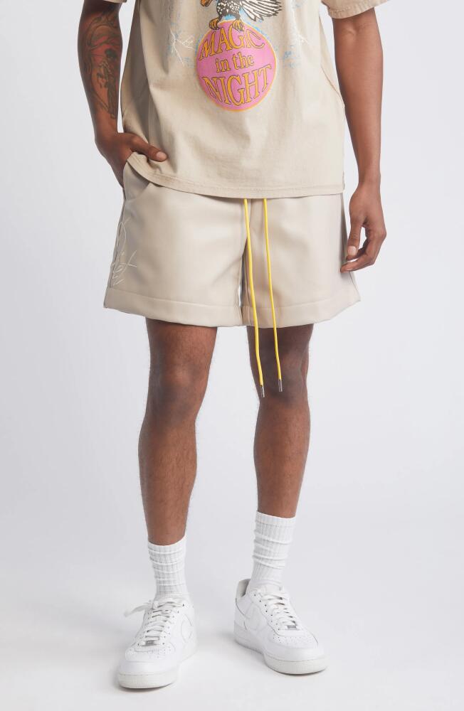 DIET STARTS MONDAY Faux Leather Shorts in Beige Cover