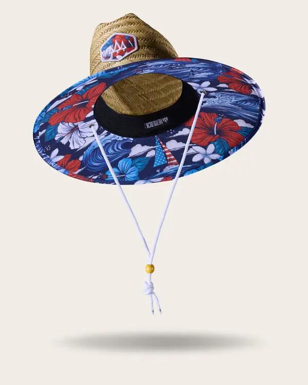 Hemlock Midway Straw Lifeguard Hat in Usa Floral Cover