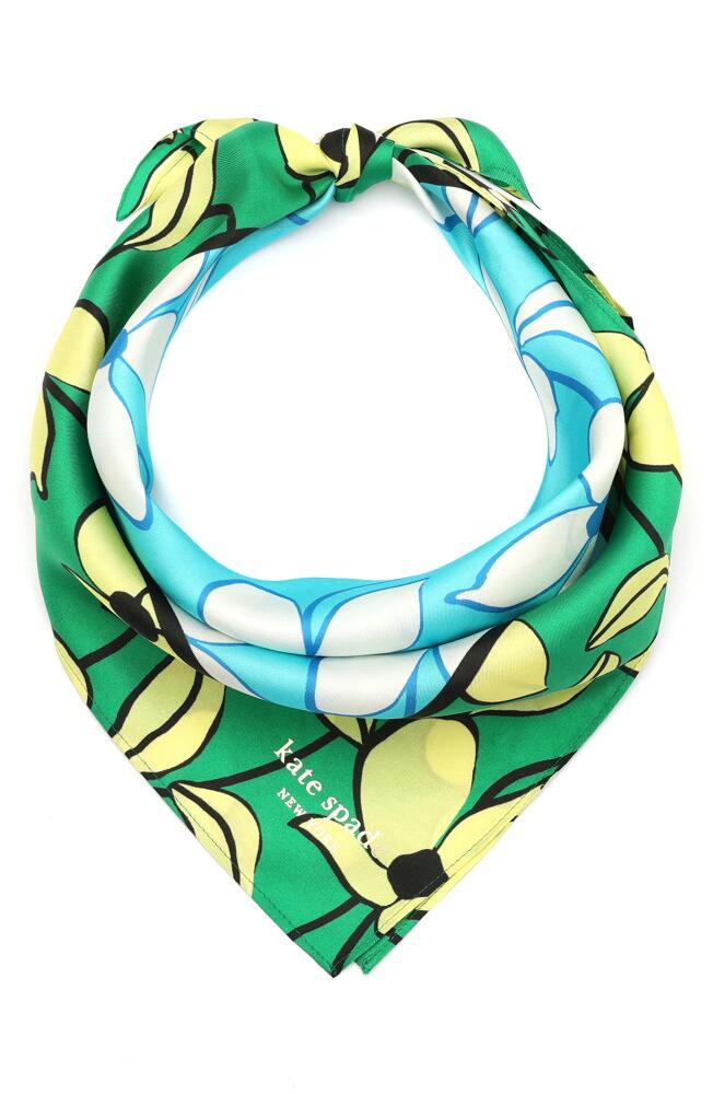 Kate Spade New York floral vines silk bandana scarf in Riviera Blue Cover