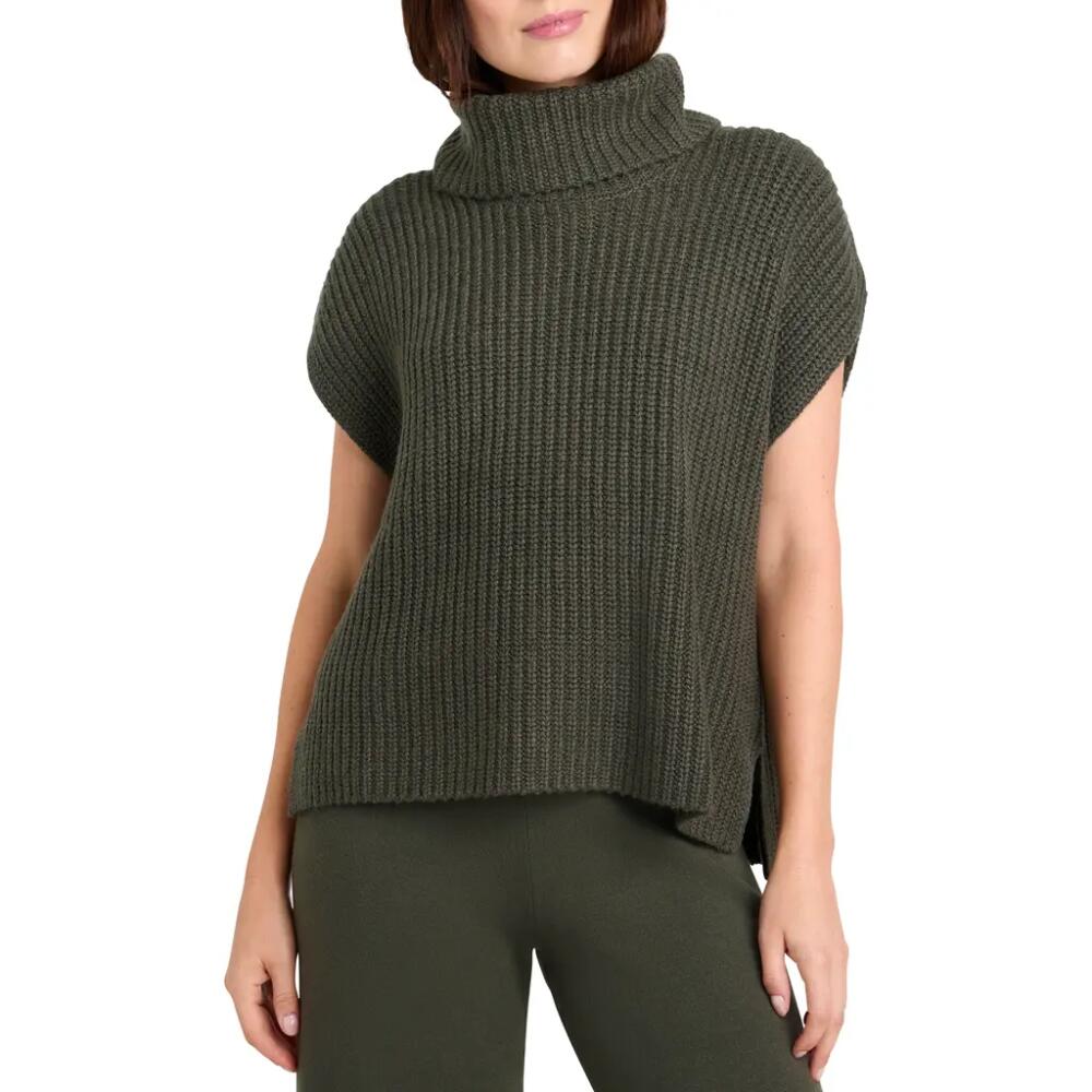 Splendid x Cella Jane Cowl Neck Short Sleeve Turtleneck Sweater in Caviar Cover