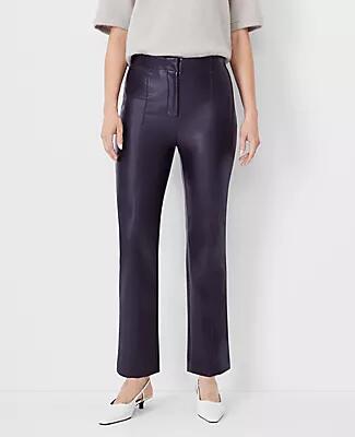 Ann Taylor The Seamed Kick Crop Pant in Faux Leather Cover