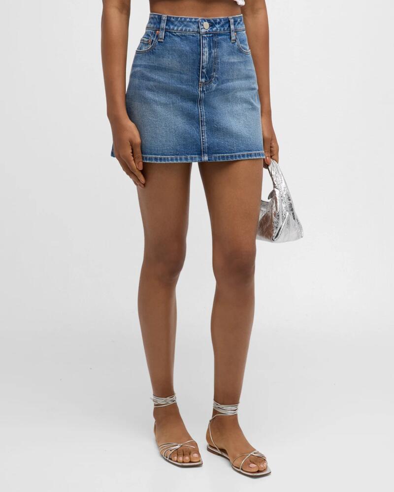 Alice + Olivia Joss Buckle Back Denim Mini Skirt Cover