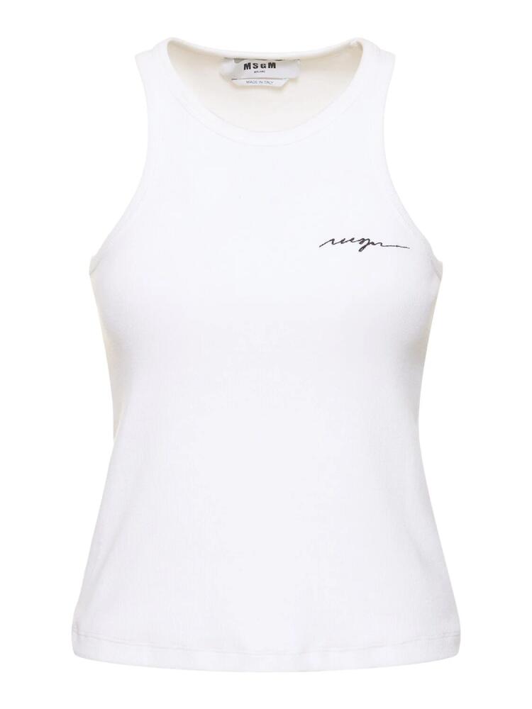 MSGM Ribbed Stretch Cotton Tank Top Cover