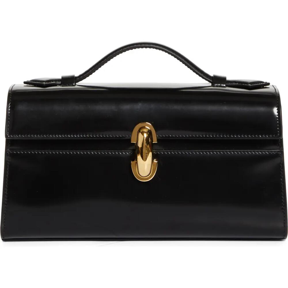 SAVETTE Symmetry Leather Top Handle Bag in Black Cover