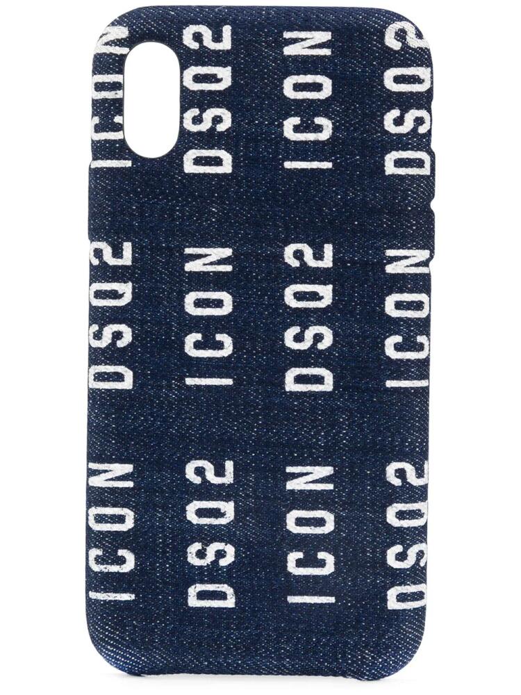 DSQUARED2 denim logo iPhone X case - Blue Cover