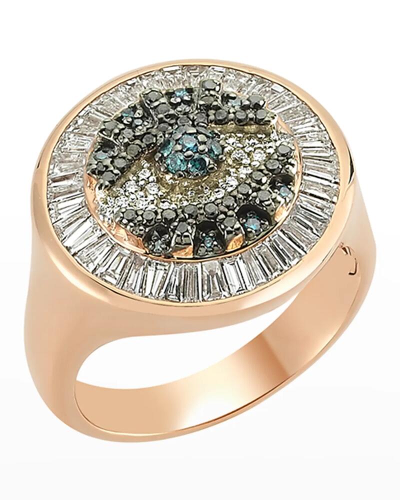 BeeGoddess 14k Rose Gold Eye Light Diamond Round and Baguette Ring Cover