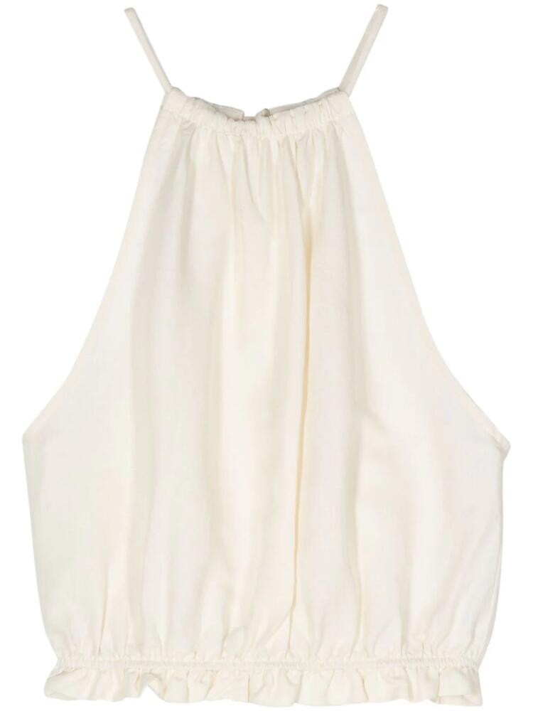 Patrizia Pepe gathered halterneck crop top - White Cover