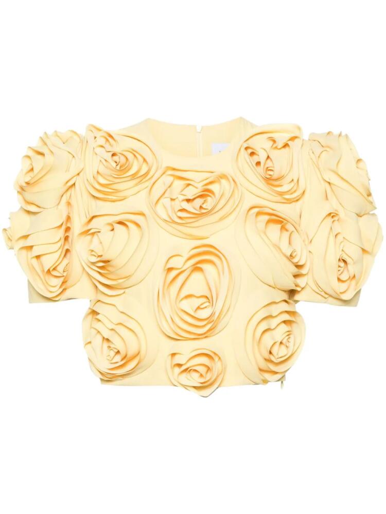 Viktor & Rolf rose-appliqué cropped top - Yellow Cover