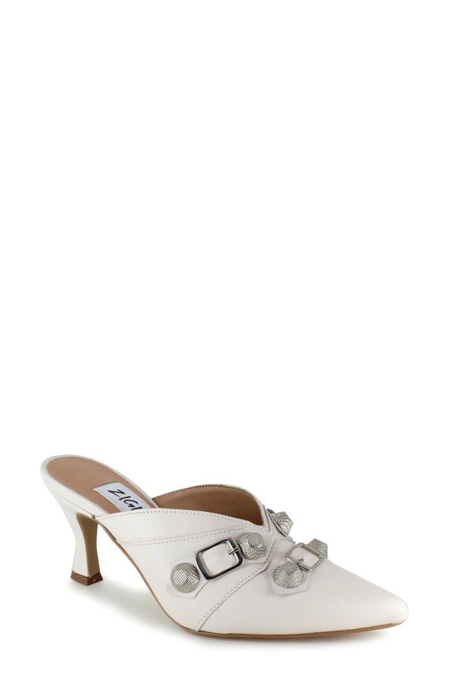 ZIGI Catrin Pointed Toe Mule in White Leather Cover