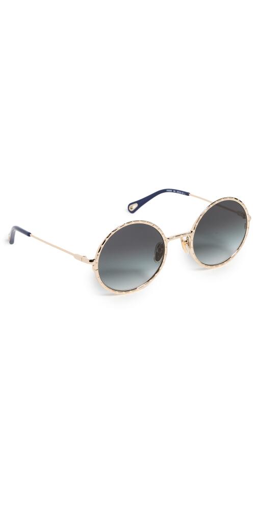 Chloe Scalloped Metal Sunglasses Gold-Gold-Grey Cover