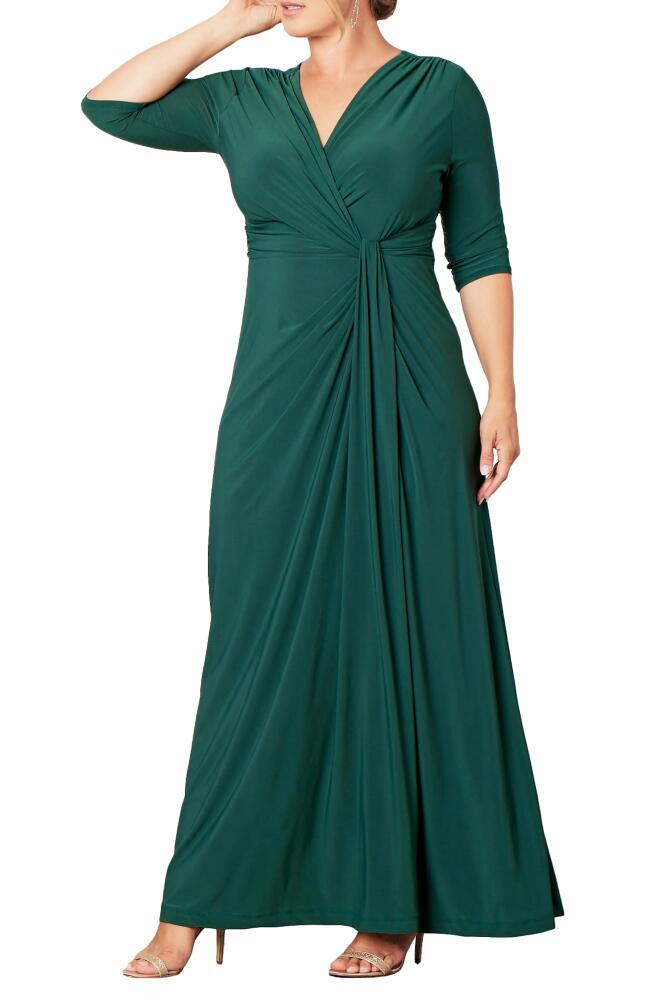 Kiyonna Romanced by Moonlight Glitter A-Line Jersey Gown in Hunter Green Cover