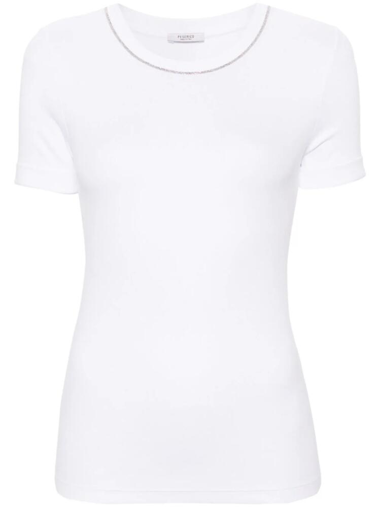 Peserico chain-detailed fine-ribbed T-shirt - White Cover