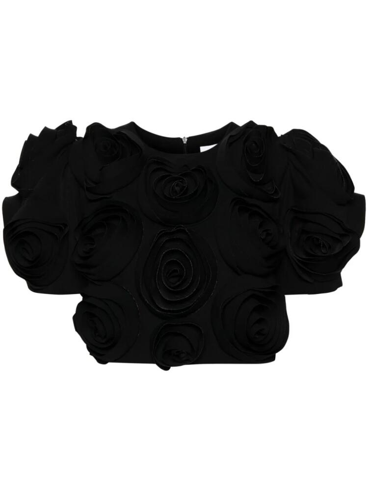 Viktor & Rolf rose-appliqué cropped top - Black Cover