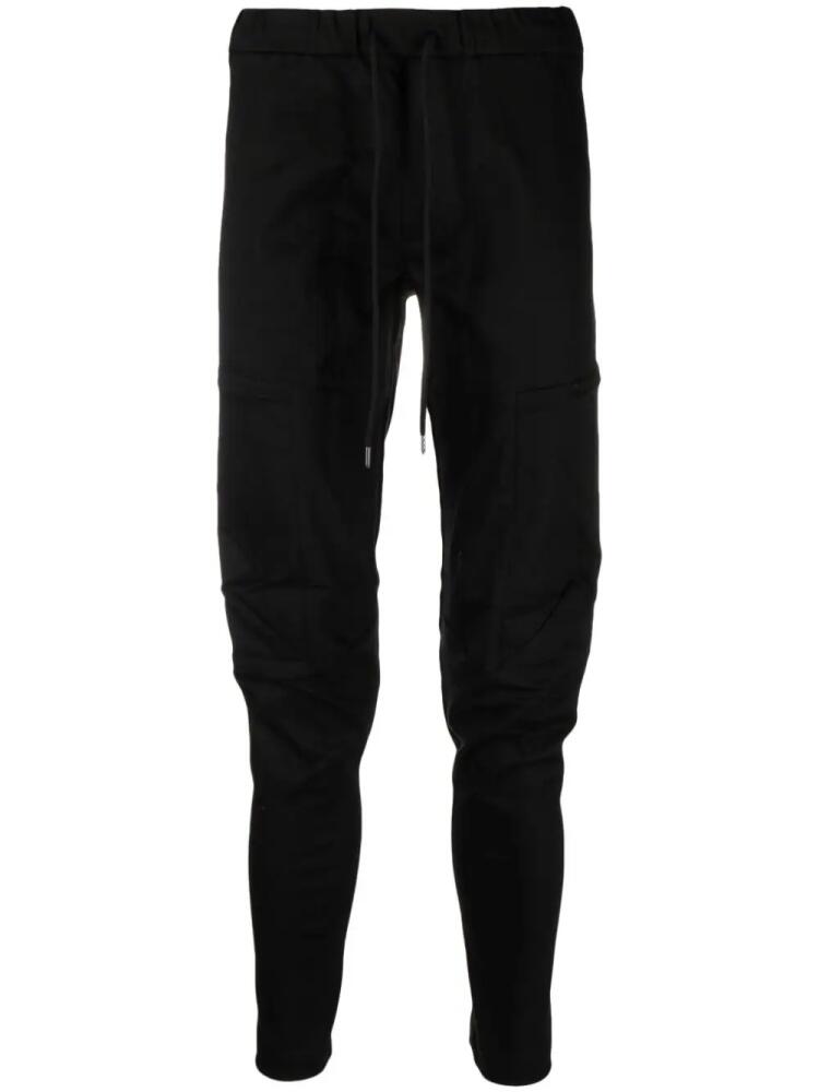 Attachment drawstring-waist slim-cut trousers - Black Cover