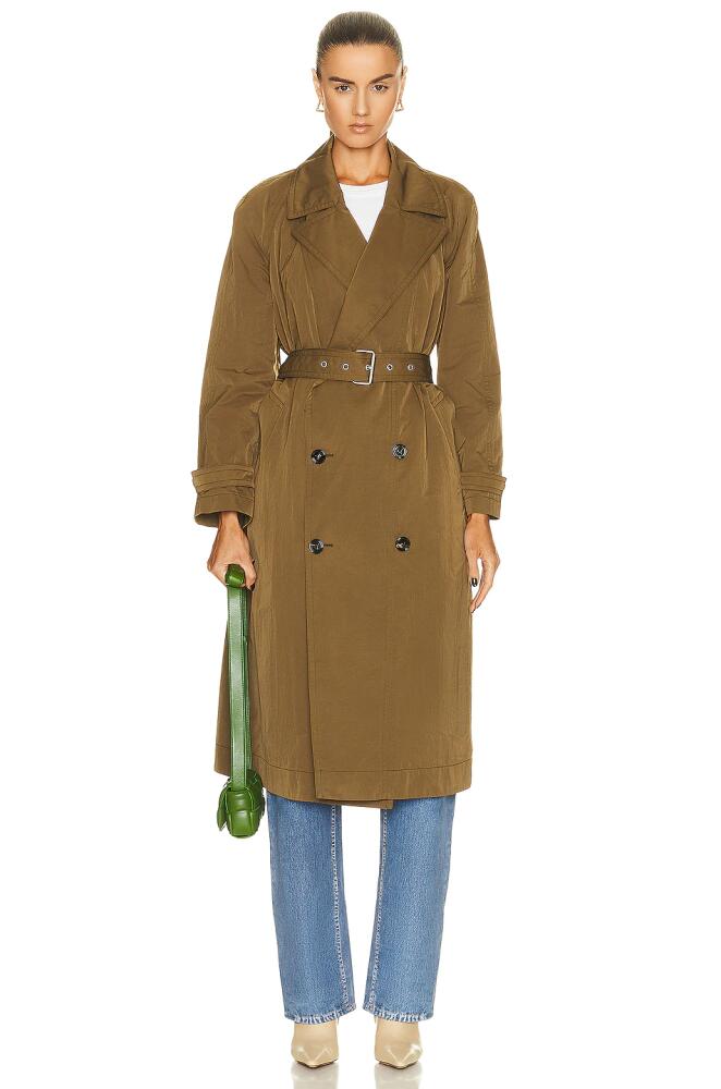 Bottega Veneta Tech Nylon Trench Coat in Olive Cover