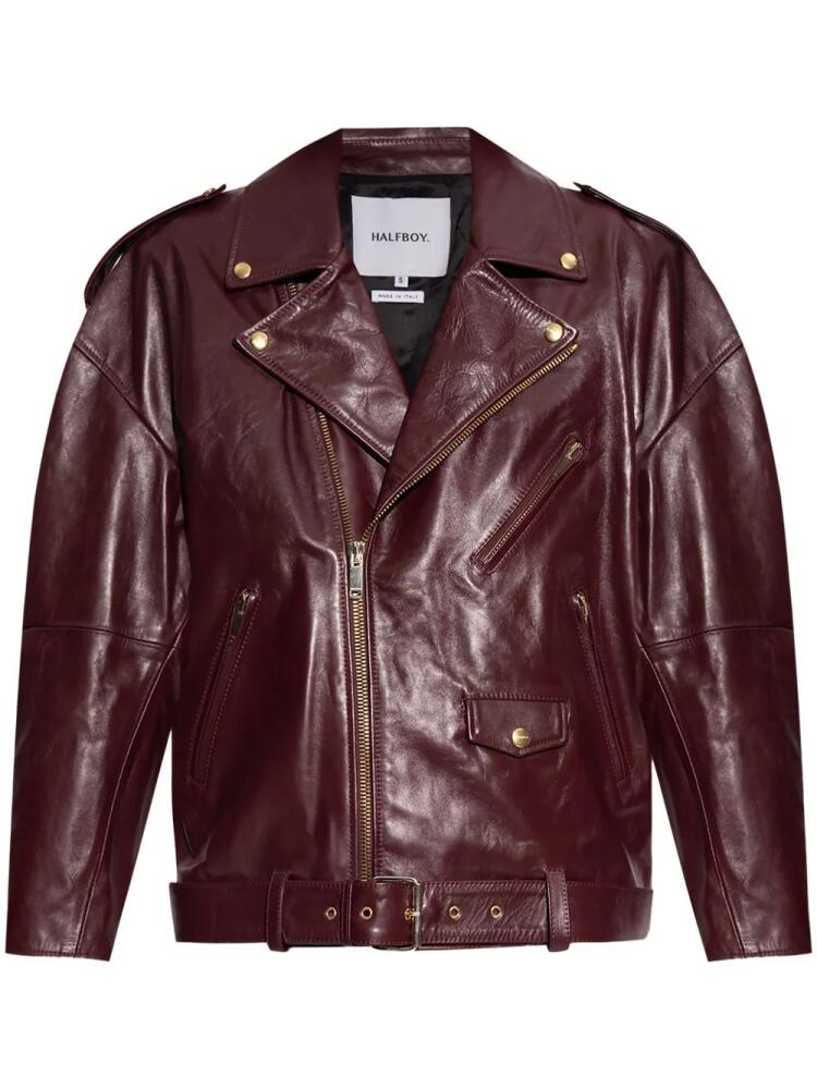 Halfboy leather biker jacket - Red Cover