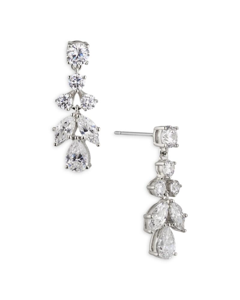 Nadri Flutter Cubic Zirconia Drop Earrings in Rhodium Plated Cover