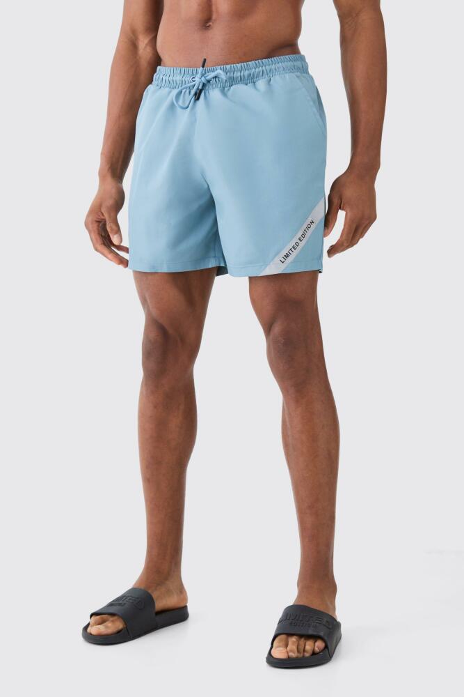 boohoo Mens Mid Length Ripstop Limited Edition Swim Short - Blue Cover