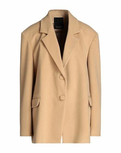 Yes London Woman Coat Camel Polyester, Viscose Cover