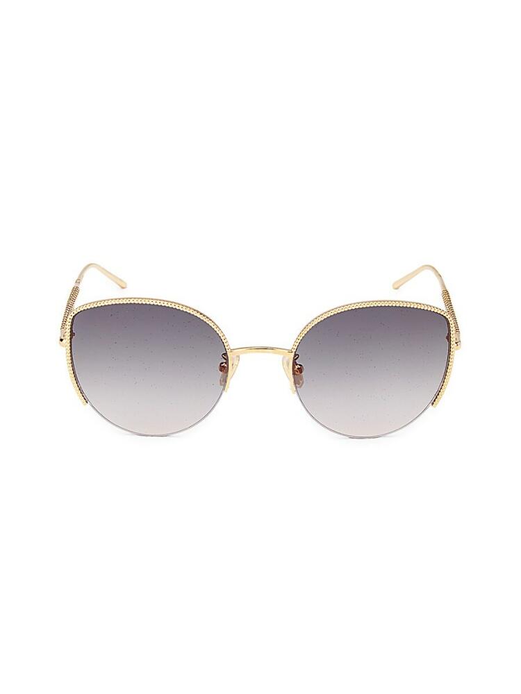 Boucheron Women's 56MM Cat Eye Sunglasses - Grey Gold Cover