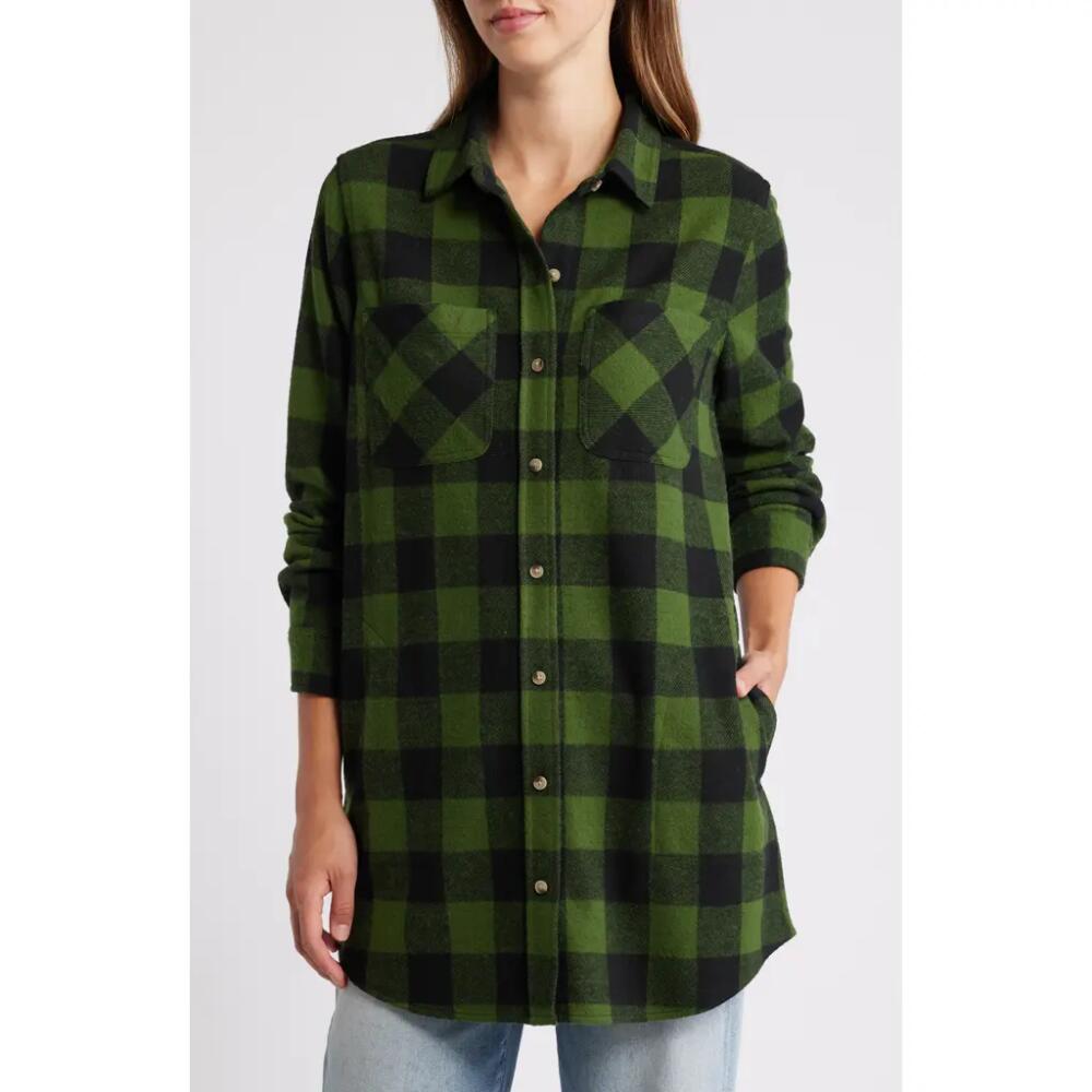 beachlunchlounge Tyler Flannel Tunic Shirt in Bronze Green Cover