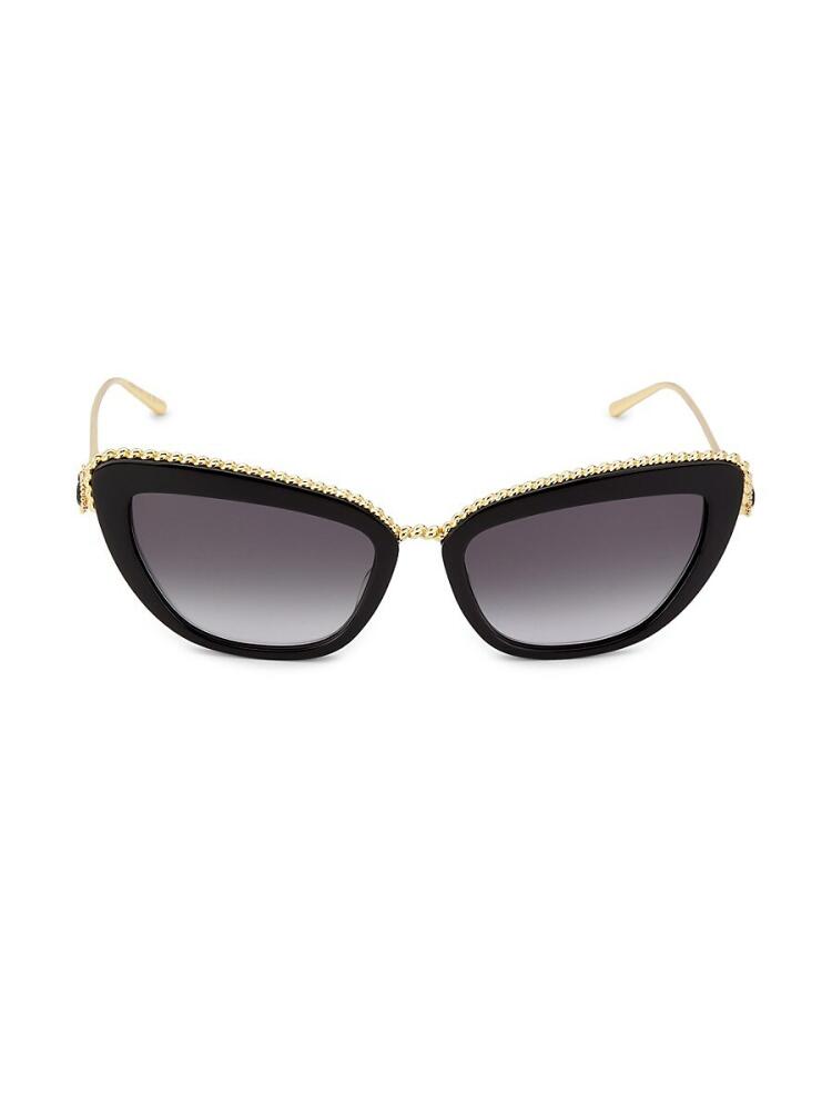 Boucheron Women's 56MM Embellished Cat Eye Sunglasses - Black Gold Cover