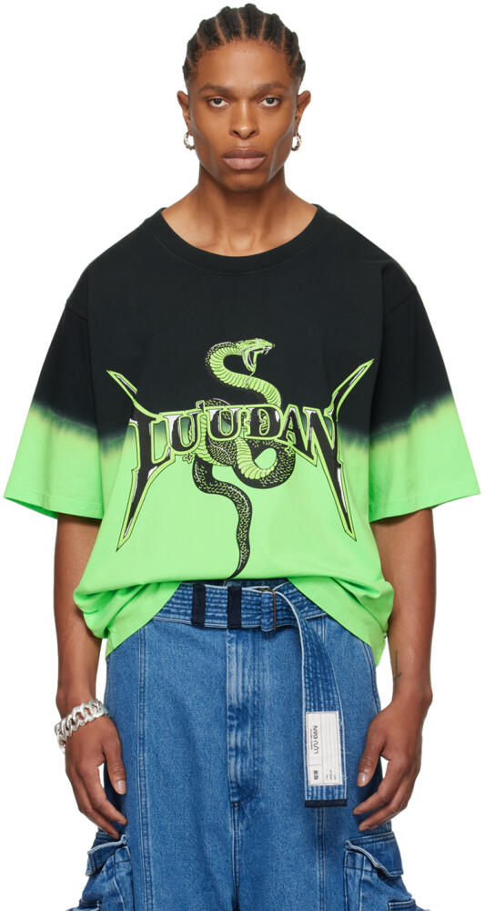 LU'U DAN Black & Green Metal Head T-Shirt Cover