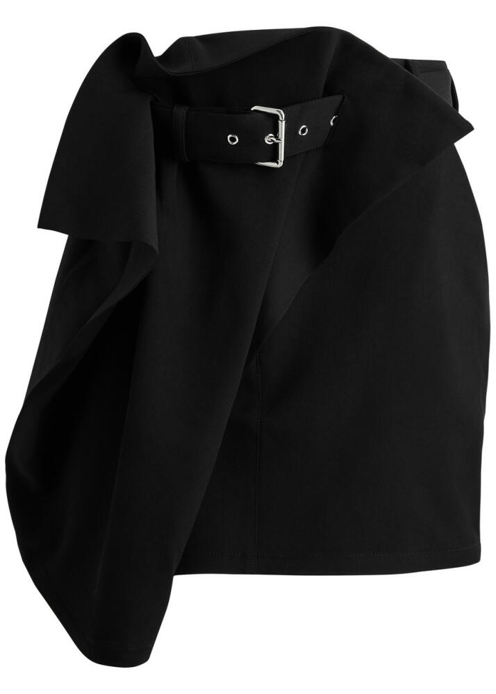 JW Anderson Wrap-effect Belted Wool Mini Skirt - Black Cover