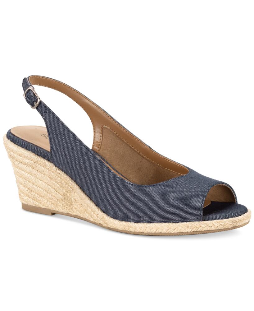 Style & Co Women's Darlitaa Peep Toe Slingback Wedge Pumps, Created for Macy's - Mid Denim Cover