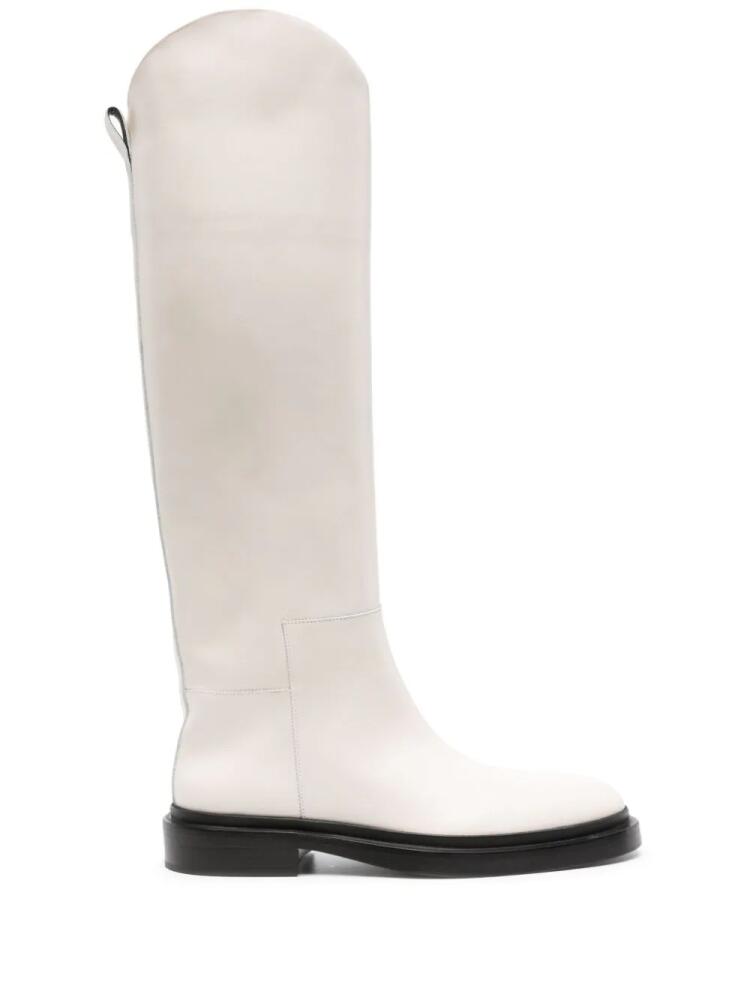 Jil Sander leather knee-high riding boots - White Cover