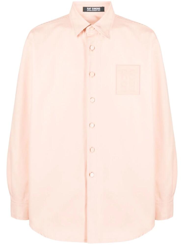 Raf Simons logo-patch long-sleeve shirt - Orange Cover