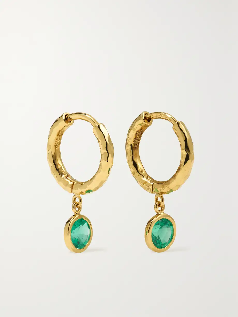 Octavia Elizabeth - + Net Sustain Charmed Micro Gabby 18-karat Recycled Gold Emerald Hoop Earrings - One size Cover