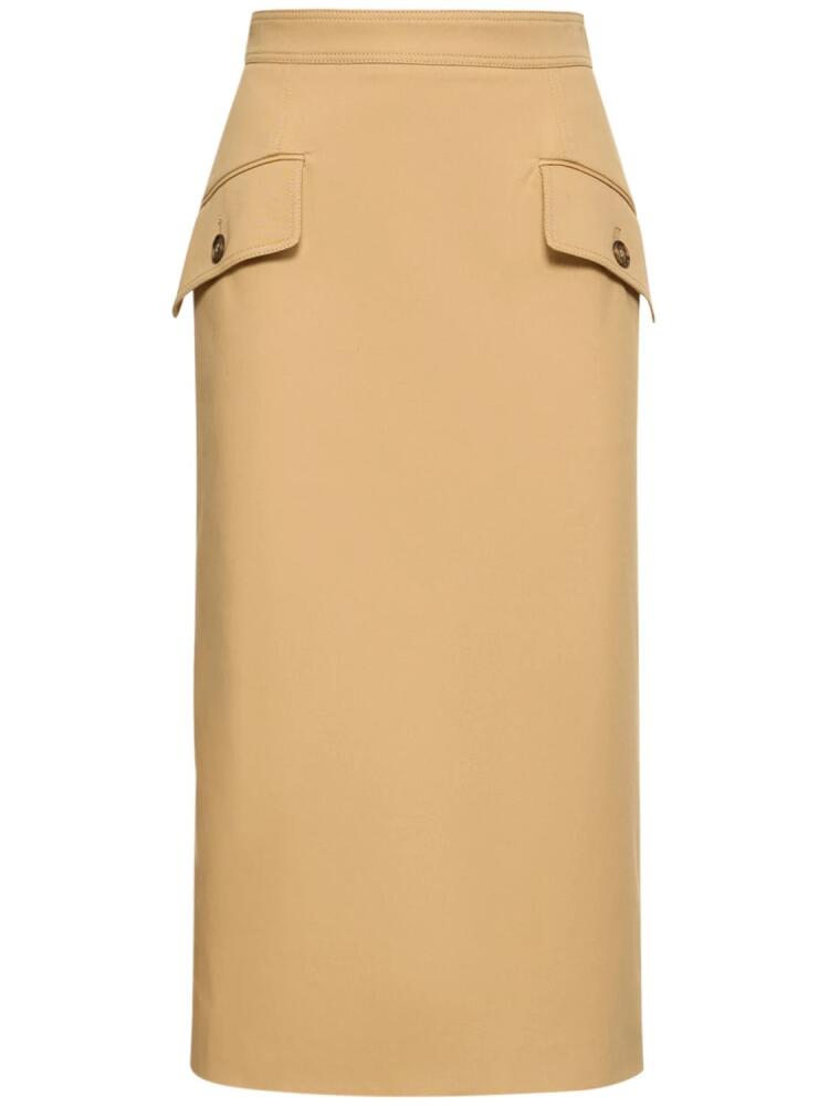 ALBERTA FERRETTI Cotton Gabardine Pencil Skirt W/pockets Cover