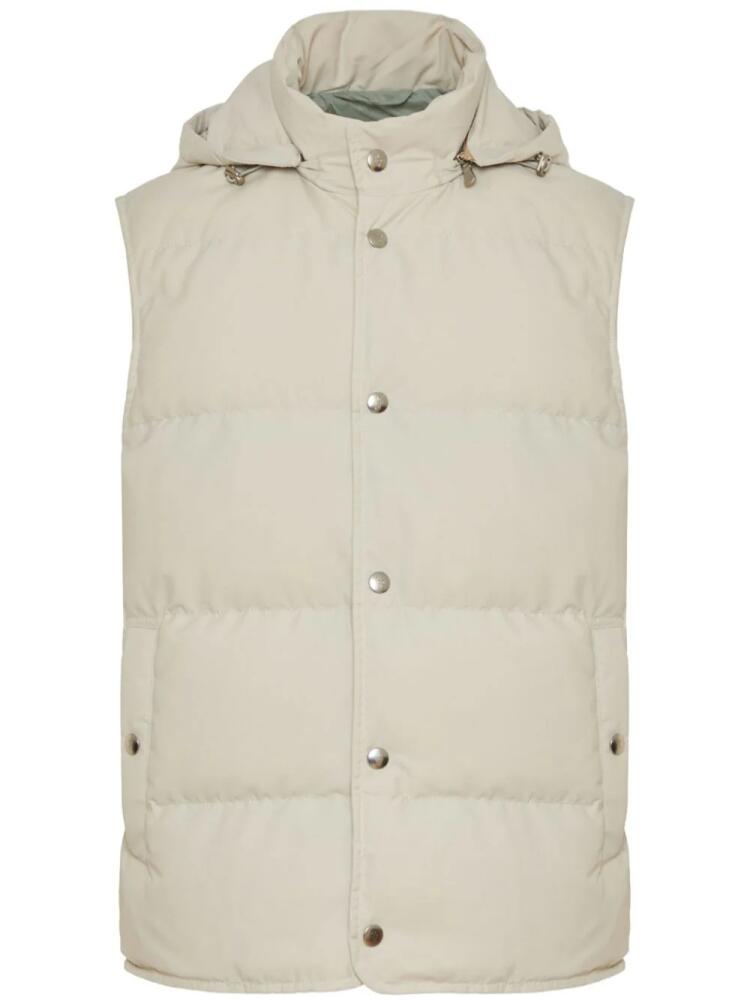 Eleventy logo-engraved wool-blend gilet - Neutrals Cover