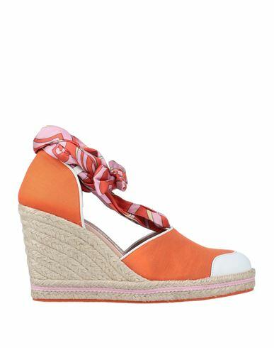 Pucci Woman Espadrilles Orange Soft Leather, Textile fibers Cover