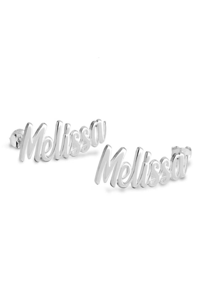 MELANIE MARIE Personalized Name Stud Earrings in Sterling Silver Cover